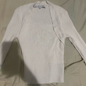 Celebrity Pink White Ribbed Long-sleeve